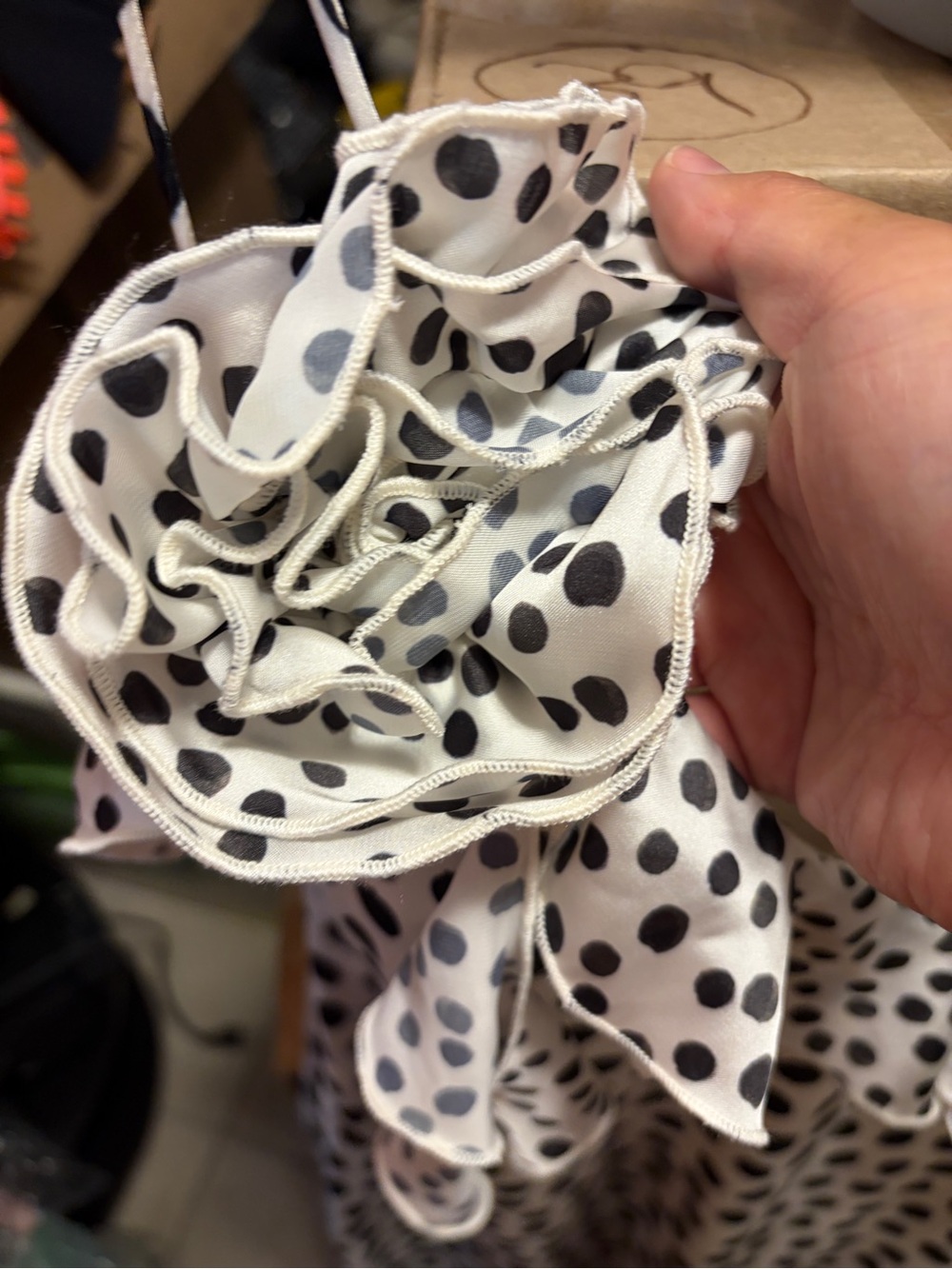 Zara Satin Maxi Dress with Black Polka Dots - Picture 6 of 7